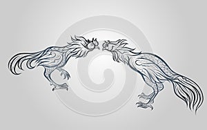 Fighting Rooster vector logo icon