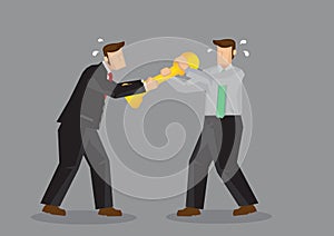 Fighting for Trophy Business Cartoon Vector Illustration