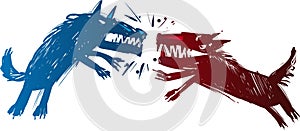 Fighting wolves illustration