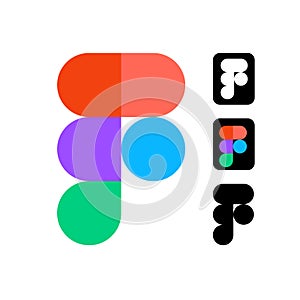 Figma application for website development, mobile applications and more. Series of logos on white background. Vector editorial