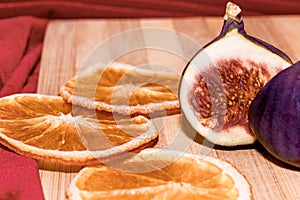 Figs close up. Pear-shaped fruit.