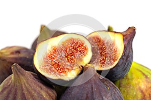 Figs in a close-up against a white background
