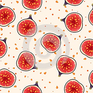 Figs pattern on a white background with seeds