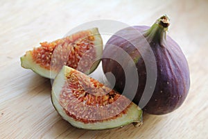 Figs on the wooden desk