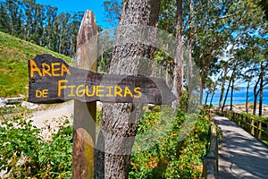 Figueiras nudist beach road sign in Islas Cies island