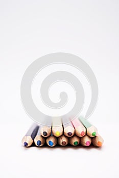 Figurative arts concept - Set of stacked Colored pencils close up