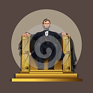 Figure of Abraham Lincoln sitting in chair.he was an American statesman and lawyer who served as the 16th president. vector