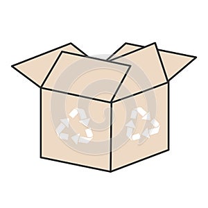 Figure box open with recycle symbol icon, vector illustraction design