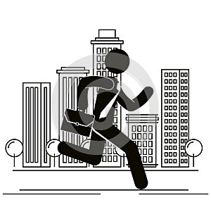 Figure businessman runnung in the city avatar silhouette photo