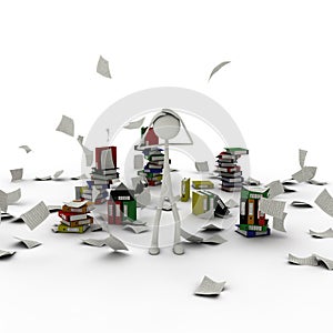 Figure in chaos of documents