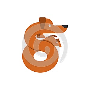 Figure 8 dog. Dachshund font eight. Home pet ABC symbol. Home an photo