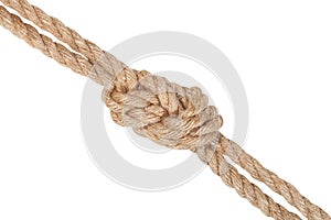 figure eight bend joining two ropes isolated