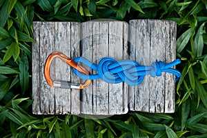 Figure eight knot with a carabiner.