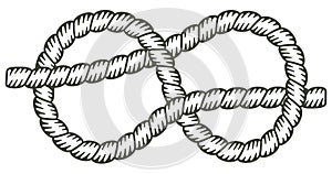 Figure eight knot, rope unfilled