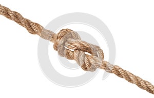 figure-eight knot tied on jute rope isolated