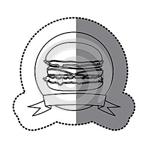 figure emblem hamburger fast food icon