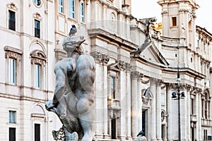 Figure of Fontana del Moro on Piazza Navona, Rome