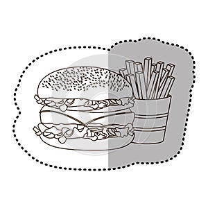 figure hamburger and fries french icon