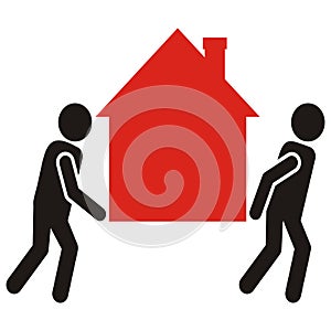 Figure and house, movers