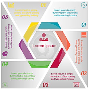 Infographics hexagon and triangles with text