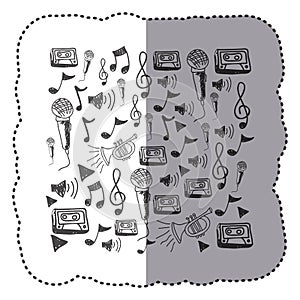 figure instruments music notes background icon