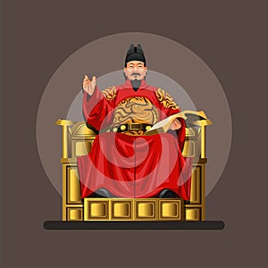 Figure of King Sejong the great, he was the fourth king of the Joseon Dynasty of Korea. symbol concept in cartoon illustration vec