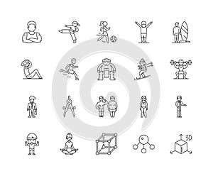 Figure line icons, signs, vector set, outline illustration concept