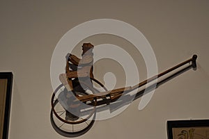 Figure old bicicle on the white wall photo