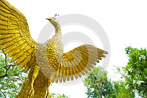 Figure peacock gold Statue Winged