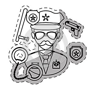 figure policeman with his tools icon image