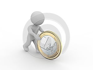 Figure rolling a one euro coin