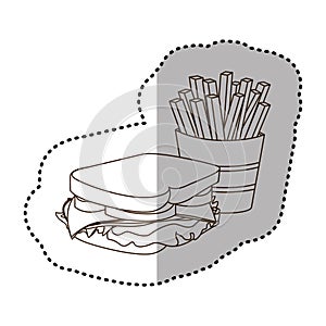 figure sandwich with fries french icon