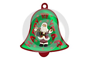 The figure of Santa Claus on the bell with the inscription Happy new year