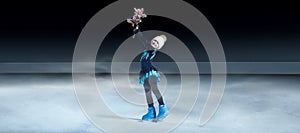 figure skater on dark ice arena background