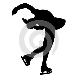 Figure Skater Silhouette in Black