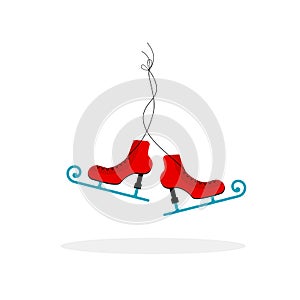 Figure Skating design element isolated on white background. Vector poster with figure skates. Decorative illustration