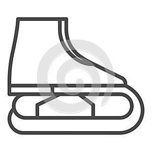 Figure skating symbol. ice skate line icon, outline  sign, linear pictogram isolated on white. logo illustration