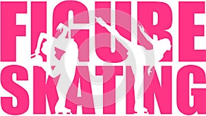 Figure Skating word with silhouette cutouts