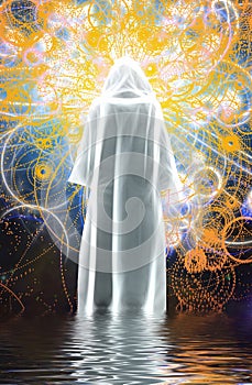 Figure in white cloak