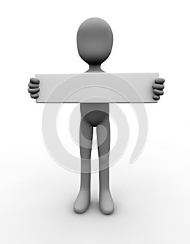 Figure with white sign