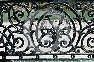 Figured fence on the city embankment.  Forged lattice.  Exterior details