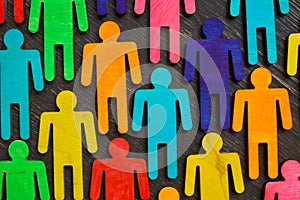 Figures with different colors as symbol of inclusion and diversity. photo