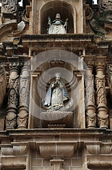 Figures at the facade of Metropolitan Cathedral of Sucre, Bolivia