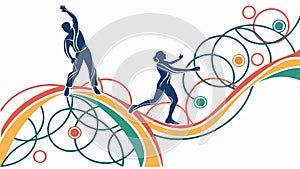 Figures on Interlocking Rings: Dynamic Connection, vector design Generative AI