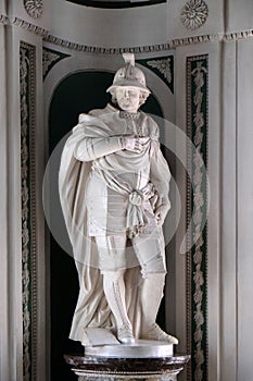 Figures of the legendary founders and patrons of the abbey, Green Hall in Amorbach Benedictine abbey, Germany