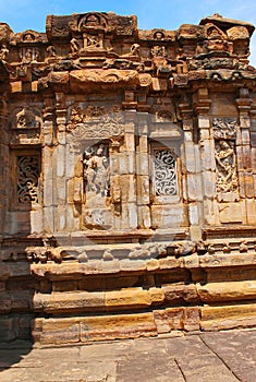 Figures of Shiva on the western wall, Virupaksha temple, Pattadakal temple complex, Pattadakal, Karnataka