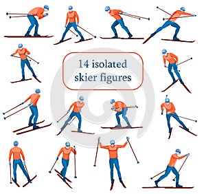 Figures of standing and skating skiers