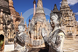 Figures and stupas in Kakku, Myanmar