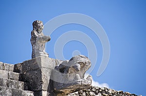 Figures at the Warriors Temple of Chichen Itza, Wonder of the World photo