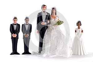 Figurine bride and groom with family